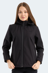 Slazenger HEAT CONTROL Женская черная куртка с капюшоном, съемным и пальто.