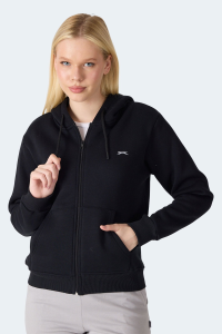 Slazenger MILIO I Женская толстовка с капюшоном на молнии и карманами черного цвета