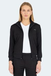 Slazenger REVOLT Женская толстовка с воротником и молнией черного цвета.