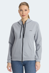 Свитшот с капюшоном, на молнии и карманами Slazenger KINET IN для женщин, серого цвета.