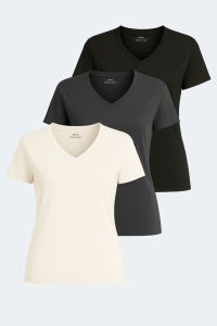 Slazenger PERICAS Комплект из 3-х предметов Женская Экрю - Темно-серая - Черная Футболка
