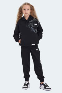Slazenger ЛИЗИ UNISEX Детский спортивный костюм с капюшоном черного цвета с карманом-кенгуру - 25
