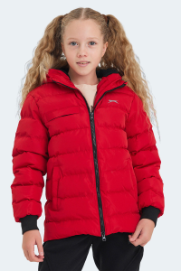 Slazenger CALISTO NEW Унисекс детская куртка с капюшоном, утеплённая, красная - 263