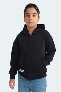 Slazenger LEKAN унисекс детский свитшот с капюшоном и карманами, тёмно-синий, на молнии - 27 размер.