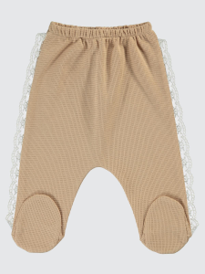 Набор с кружевным боди для малышей от 1 до 6 месяцев - бежевый - 2.