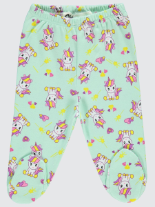Цивиль Baby Звездный Единорог Принт 0-6 месяцев Девочка Нижняя часть - Зеленый - 2