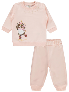 Гражданский комплект с рисунком мишки для детей от 6 до 18 месяцев - розовый - 3.