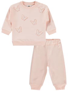 Гражданский комплект "Baby Kelebek" с вышивкой для детей от 6 до 18 месяцев - розовый - 3.
