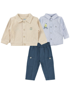 Комплект "Кумру" с вышивкой, включающий рубашку и брюки, для детей от 6 до 18 месяцев - синий - 31