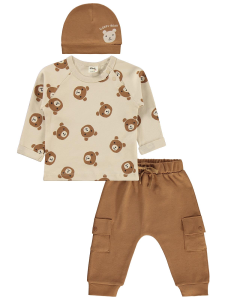 Гражданский детский комплект с шапкой "Мишка" для детей от 6 до 18 месяцев - бежевый - 3.