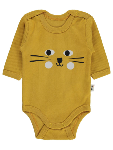 Боди с принтом "Baby Kaplan" для детей от 1 до 36 месяцев с кнопками - Горчичный - 4 размера.