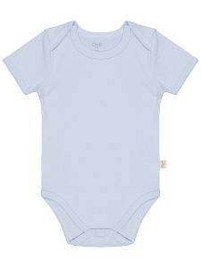 Детская футболка для малышей короткий рукав однотонная на кнопках 3-9 месяцев - голубая - 4.