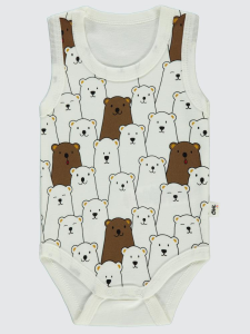 Детское боди с принтом "Медвежонок" для девочек от 1 до 36 месяцев - цвет экрю - 4