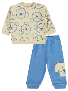 Набор с принтом щенков для малышей от 6 до 18 месяцев - бежевый - 3