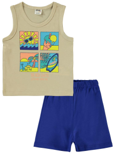 Комплект "Baby Beach Days" с принтом для детей от 6 до 18 месяцев - бежевый - 3