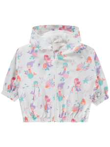 Детский дождевик с принтом "Девочка-подводница" для возраста 6-18 месяцев - цвет экрю - размер 8.