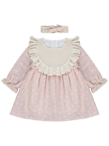 Люкс Кумру платье с рукавами и банданалами для девочек 6-18 месяцев - розовое - 10