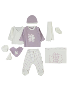 Набор боди для малышей с вышивкой "Малютка Кролик" на 0-1 месяц - Лаванда - 15