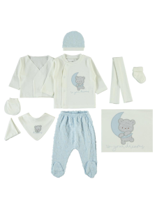 Набор из 10-ти распашонок для маленького мальчика 0-1 месяц - голубой - 15