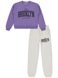 Девочки, спортивный костюм с принтом Brooklyn, 10-13 лет - лиловый - 22.