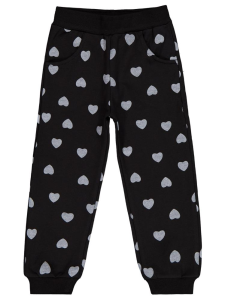 Детские брюки спортивные с сердечками для девочек 2-5 лет - черные - 23