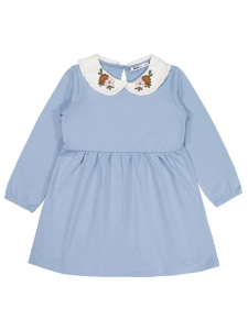 Платье для девочек с вышивкой на воротнике, 6-9 лет, голубое - 27