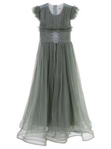 Платье с завязками для девочек 6-14 лет - Зеленое - 27