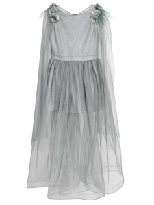 Девочки Платье с шалевыми рукавами 6-14 лет - Зеленое - 27