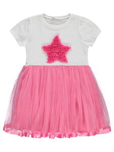 Девочки, платье с вышивкой из ткани тюля Yıldız для возраста 4-9 лет - розовое - 27.
