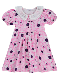 Зейнева Тимо Белый воротник Цветное платье 6-9 лет - Розовый - 27