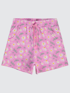 Детские шорты с принтом "Папатя" для девочек 6-9 лет - Розовые - 30