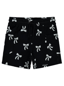 Шорты для девочек с принтом "бант" в возрасте 6-9 лет - черные - 30.