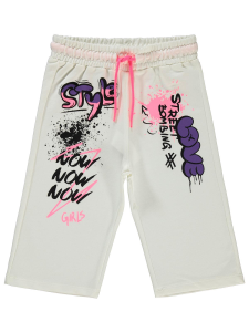 Капри с принтом для девочек 6-9 лет - цвета экрю - 30 размер.