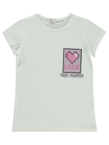 Девочки Т-shirt с принтом "Kalp Love" для 10-13 лет - цвета экрю - 31