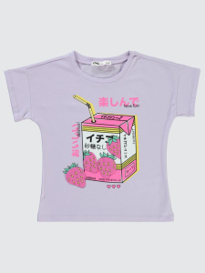 Футболка для девочек с рисунком клубники 2-5 лет - Лила - 31