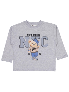 Мужская свитшот с принтом медведя для детей 2-5 лет - серый - 32