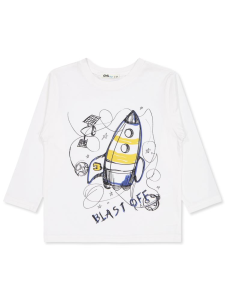 Толстовка с принтом "Boys Blast Off" для мальчиков 2-5 лет - Кремовый - 32