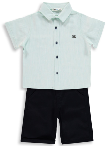 Мальчикам Комплект из 2-х предметов: рубашка и шорты, для 2-5 лет - зеленый - 35
