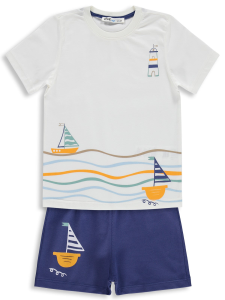 Мальчики, набор с принтом парусников для мальчиков 2-5 лет - синий - 35