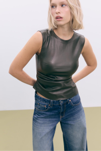 Stradivarius Suni deri kolsuz üst