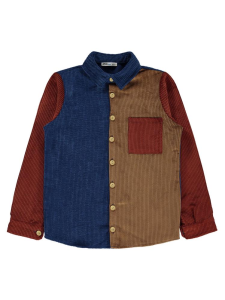 Мальчики Двусторонняя рубашка с одним карманом на 10-13 лет - Синий - 39