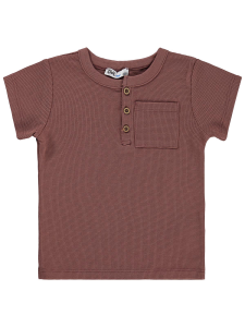 Мальчики Базовая футболка с застежкой спереди, 2-5 лет - Коричневая - 40