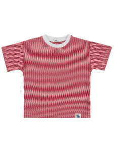 Мальчики футболка с горизонтальными волнистыми линиями для 2-5 лет - красная - 40