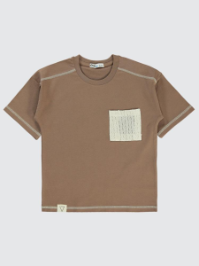 Мальчики Т-Shirt с кружевным карманом и вышивкой для возраста 6-9 лет - Коричневый - 40