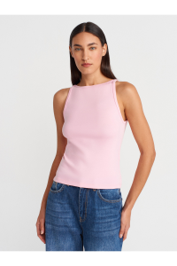 Dilvin 21048 Halter Yaka Top-Toz Pembe