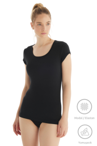 Женская футболка Modal/Tencel Silver 1622 SYH черного цвета - 3.