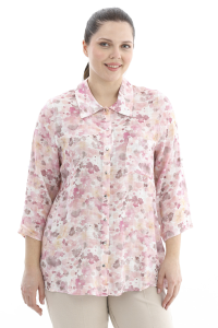 Рубашка с воротником, длинный рукав, женская, Regular Fit, 2614KK108142, розовая - 8