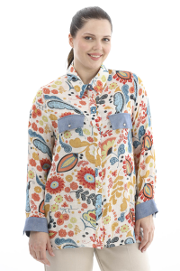 Рубашка с воротником, длинный рукав, Regular Fit, для женщин, 2614KK108141, синяя - 8