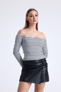 HMY Omuz Açık Fitilli Uzun Kollu Bluz