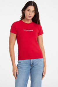 Трикотажная футболка Slim Fit для женщин W4YI03J1314 Красная - 12